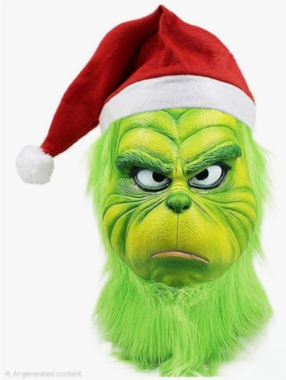 Grinch Costume Mask with Santa Hat
